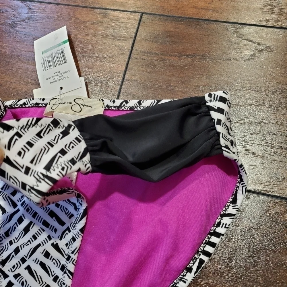 NWT Jessica Simpson Geo Side Shirred swim